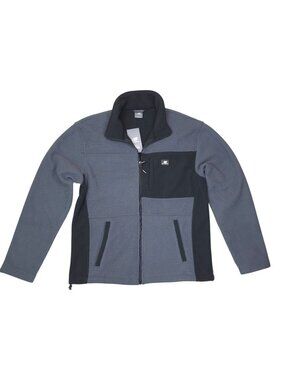 New Balance Mens Grey & Black Fleece Jacket Size Small Full Zip Textured